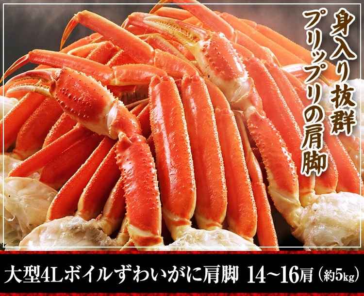 大型4Lボイルずわいがに肩脚 14～16肩（約5kg）